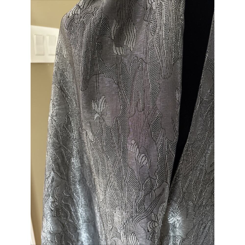 Salvatore Ferragamo Scarf Shawl Wrap Head Covering Black silver silk blend 80X26 - Picture 2 of 15